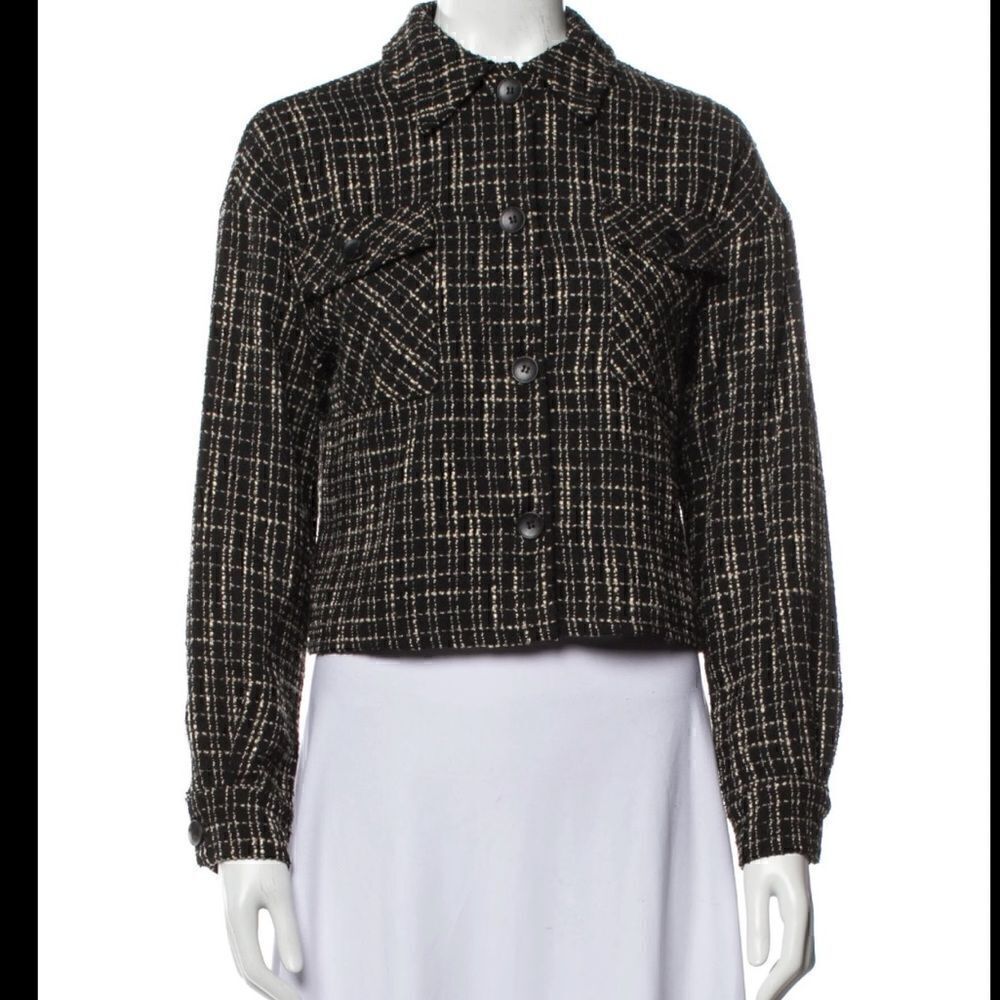 Christian Siriano Tweed Cropped Oversized Blazer Jacket Size Small‎